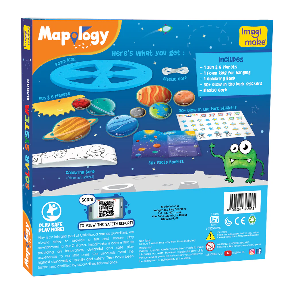 Mapology Combo: India & World Map Puzzle and Solar System Mobile - DIY Hanging Craft Kit - Image 8