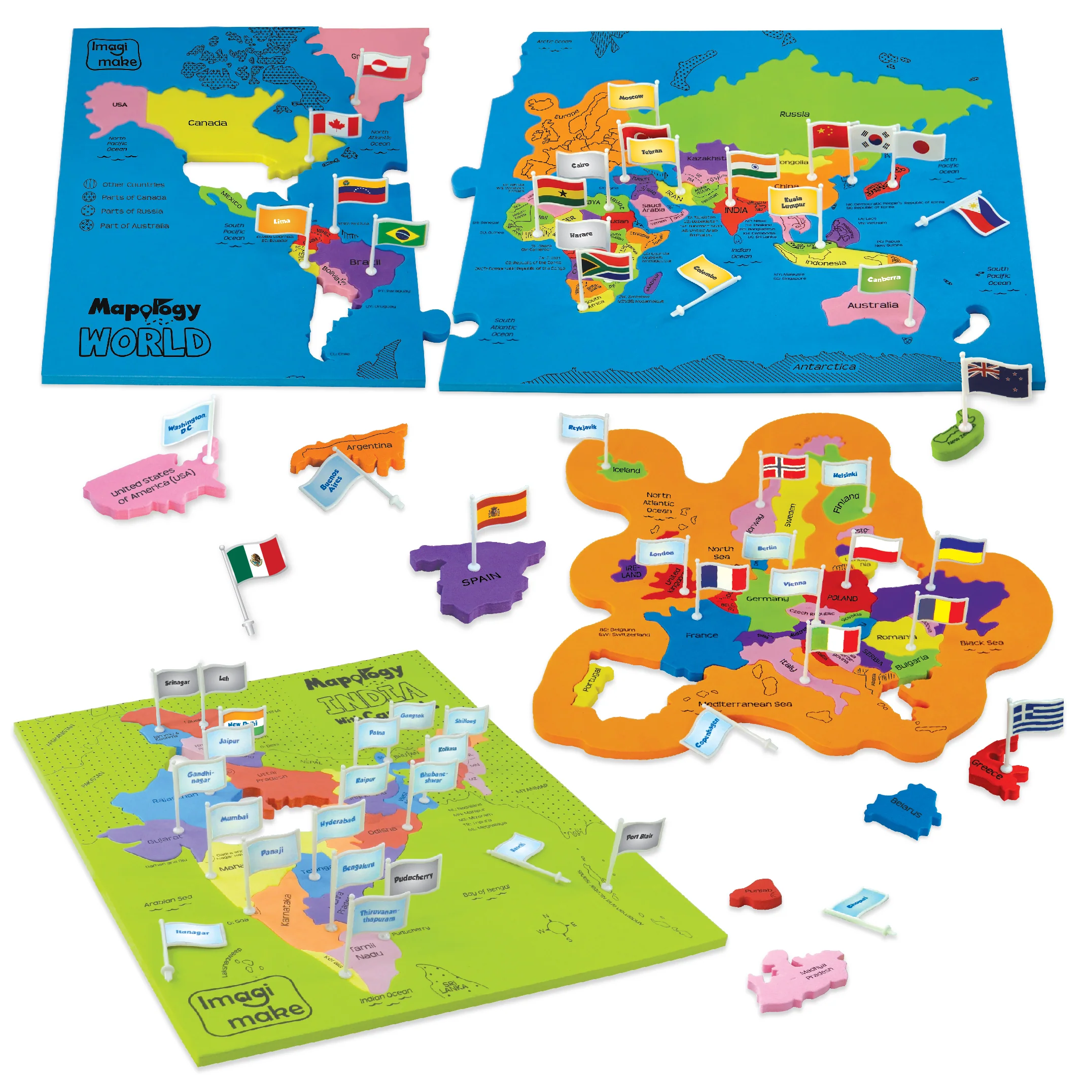 Mapology India and World - Political & Physical Map Puzzle - Image 3